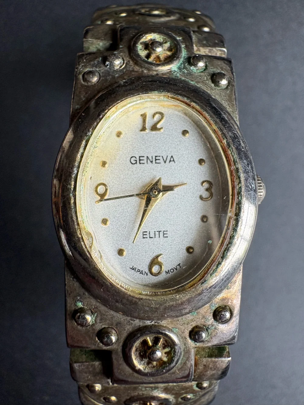 Geneva Women's Oval Bracelet Watch - Silver and Gold Accents